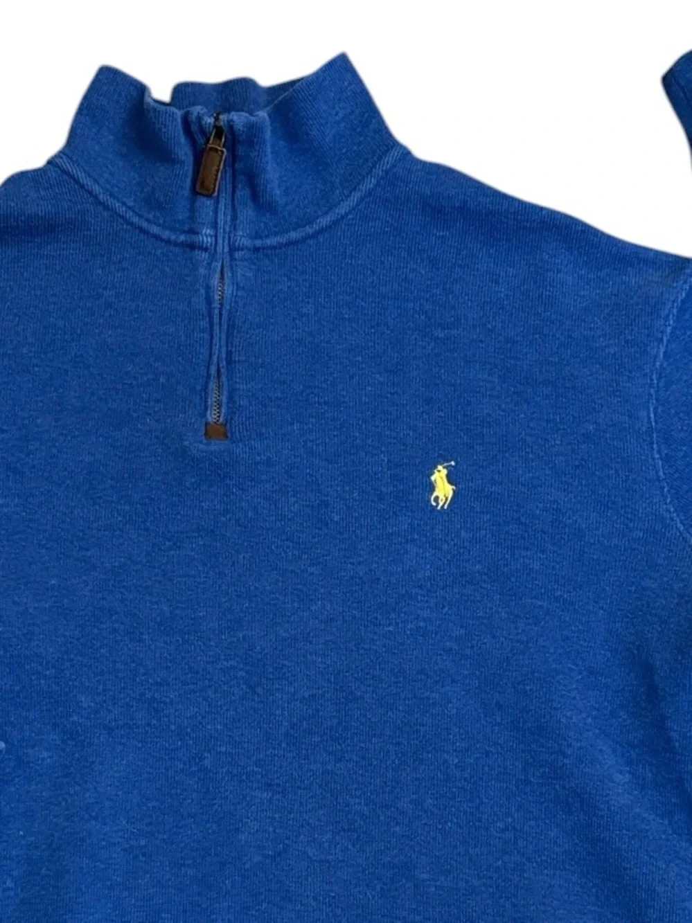 Polo‎ Ralph Lauren Blue Knit Quarter Zip Pullover Pony Logo Sweater Size Large